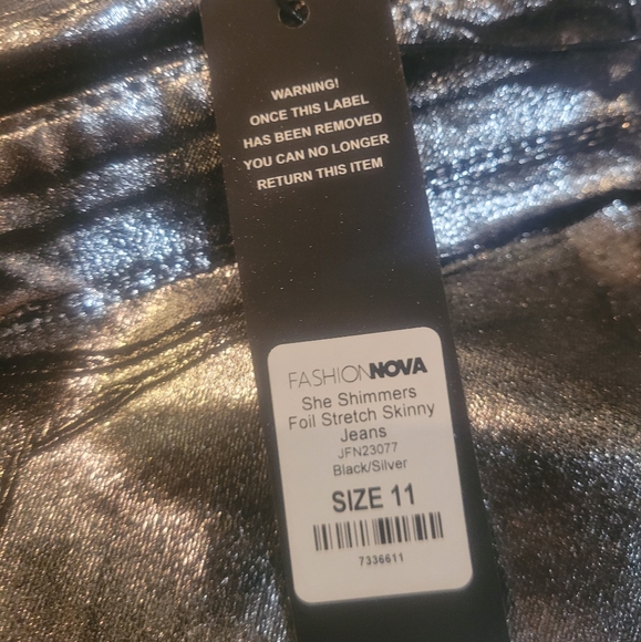 NWT Fashion Nova foil jeans sz11 - Picture 4 of 5